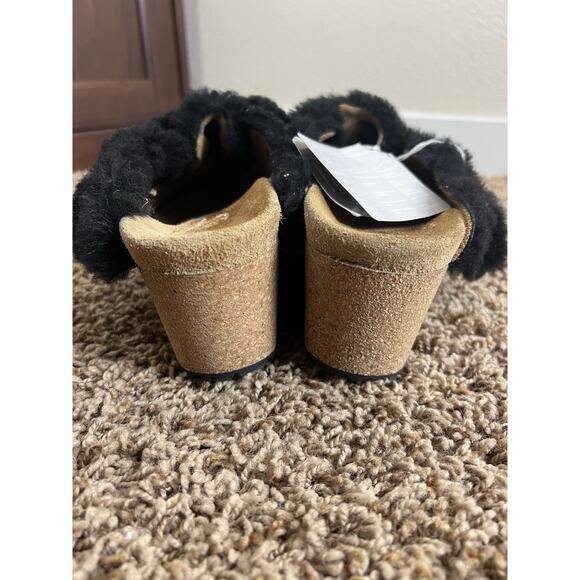 Birkenstock Papillion EU 39 US 8 Black Shearling Cork Wedge Clog Mule - Picture 11 of 13